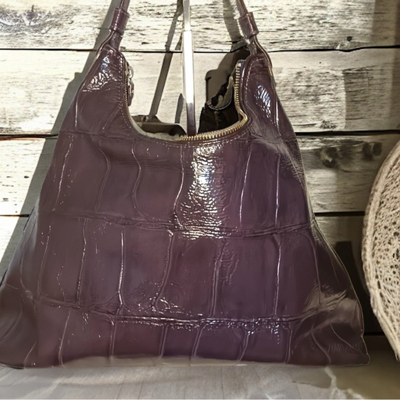 Kate Spade GUC+ Purple Croc Embossed Patent Leather Noelle Shoulder Bag - Picture 2 of 14